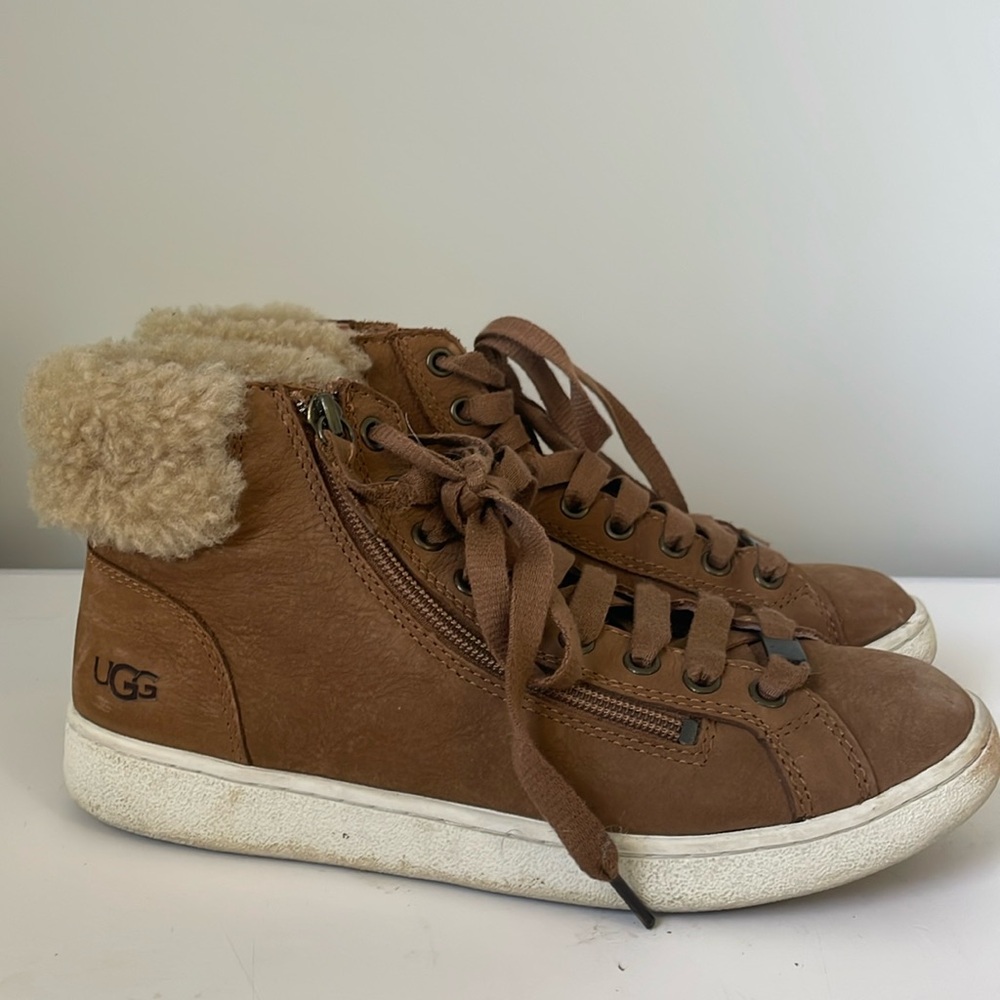 Ugg suede and shearling high top sneakers 8